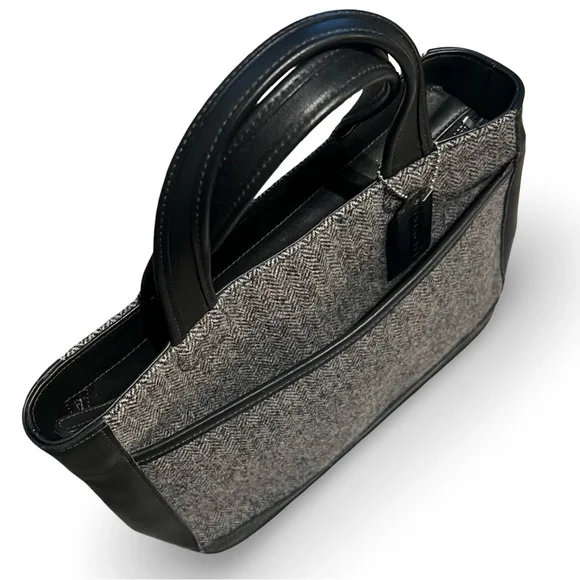 1999 COACH Bleecker Tweed Satchel Bag in Gray and Black made in USA - Picture 11 of 14